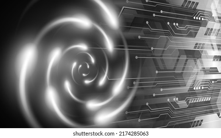 Dark Blue Shining atom scheme. illustration. Abstract Technology background for computer graphic