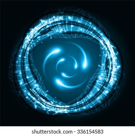 dark blue Shining atom scheme. Vector illustration. dark background. digital. infographics. Abstract Technology background for computer graphic website internet and business. circuit.