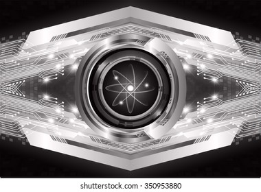 Dark blue Shining atom scheme. Vector illustration. dark background. digital. infographics. Abstract Technology background for computer graphic website internet and business. Spark