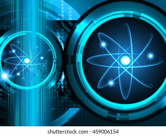 Dark Blue Shining atom scheme. illustration. dark background. digital. infographics. Abstract Technology background for computer graphic website internet and business. Spark