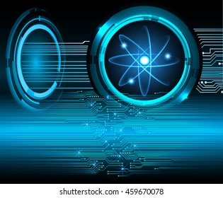 Dark Blue Shining atom scheme. illustration. dark background. digital. infographics. Abstract Technology background for computer graphic website internet and business. Spark