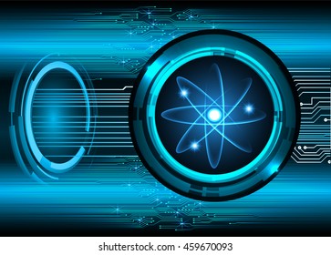 Dark Blue Shining atom scheme. illustration. dark background. digital. infographics. Abstract Technology background for computer graphic website internet and business. Spark