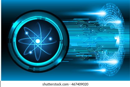 Dark Blue Shining atom scheme. illustration. dark background. digital. infographics. Abstract Technology background for computer graphic website internet and business. Spark