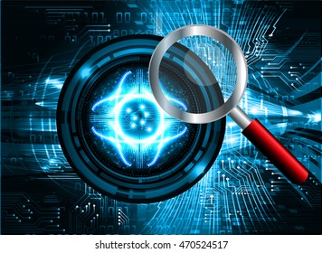 Dark Blue Shining atom scheme. illustration. dark background. digital. infographics. Abstract Technology background for computer graphic website internet and business. Spark