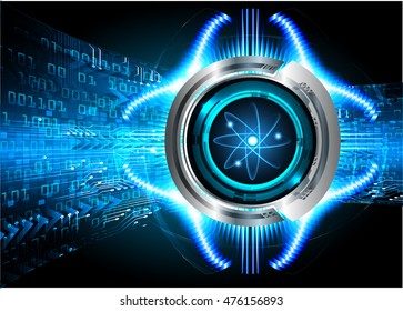 Dark Blue Shining atom scheme. illustration. dark background. digital. infographics. Abstract Technology background for computer graphic website internet and business. Spark