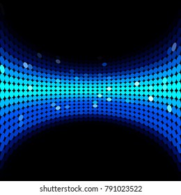 Dark Blue shining Mosaic Background with Sparks - Vector Tessellated Glowing Fisheye Lens Distortion Effect
