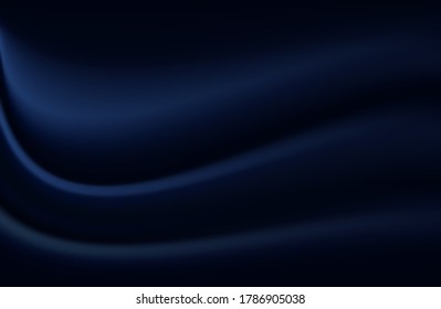 Dark Blue Silk Fabric Curtain Background. Vector Illustration.