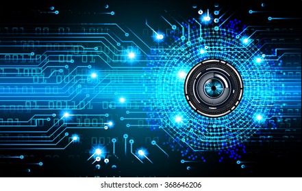 dark blue silver Light Abstract Technology background for computer graphic website internet and business. circuit. illustration.digital.infographics. binary code. zero one. eye. scan virus vector