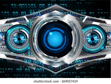 dark blue silver Light Abstract Technology background for computer graphic website internet and business. circuit. illustration.digital.infographics. binary code. zero one. eye. scan virus vector