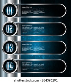 dark blue silver Web Design Website Elements Template for graphic internet. text box. label. infographics. metal. card. pixel. Metals, alloys, steel, aluminum. button