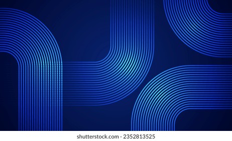 Dark blue simple abstract background with lines in a curved style geometric style as the main element.