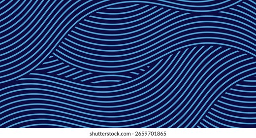 Dark blue simple line art pattern. Geometric pattern, abstract pattern, seamless pattern. Eps10 vector illustration