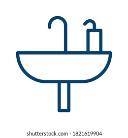 Dark Blue Sink Icon Design Isolated on White Background