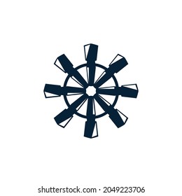dark blue skipper steering abstract icon. can be used as a logo.