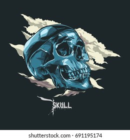 Dark Blue skull t-shirt design