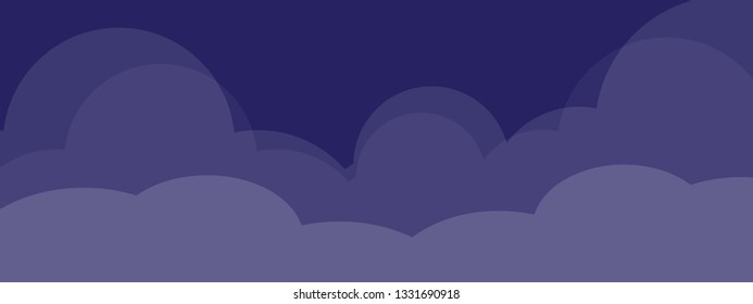 Dark blue sky with cloud. Night sky. Nature concept. Vector illustration. 