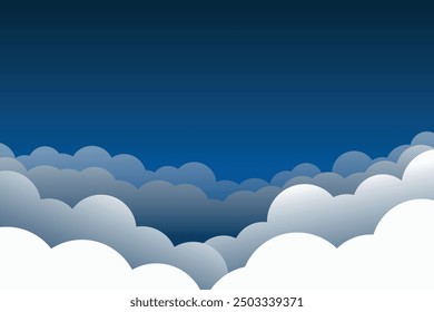 Cielo azul oscuro con nubes Clima Ilustración vectorial