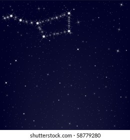 Dark Blue Sky With Constellation Of Ursa Major, Vector Illustration