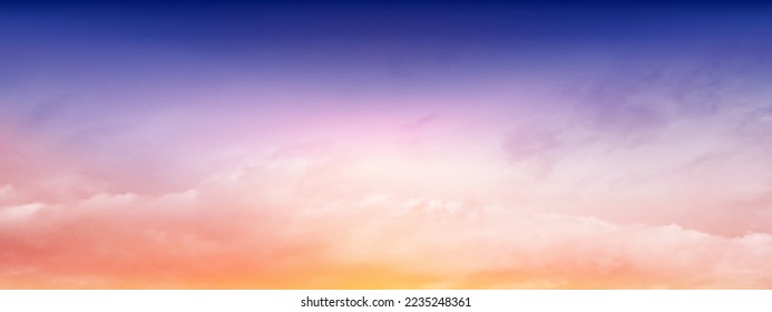 Dark Blue sky and white soft clouds floated in the sky on a clear day. Beautiful air and sunlight with cloud scape colorful. Sunset sky for background. Fantastic sky vector illustration.