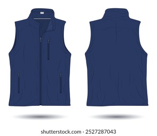 Plantilla de chaqueta azul oscuro sin mangas