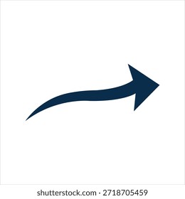 A dark blue, slightly curved or wavy arrow pointing towards the right, symbolizing direction, progress, or movement. The image is isolated on a pure white background, making it suitable for web design