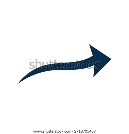 A dark blue, slightly curved or wavy arrow pointing towards the right, symbolizing direction, progress, or movement. The image is isolated on a pure white background, making it suitable for web design