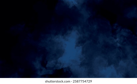 Dark blue smoke background. Beautiful dark gradient hand drawn by brush grunge background