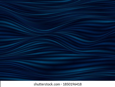 Dark blue smooth blurred liquid waves abstract background. Vector illustration