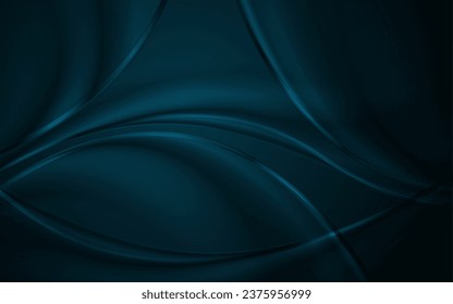 Dunkelblaue glänzende Wellen abstrakten eleganten Hintergrund. Vektordesign