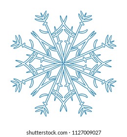 Dark blue snowflake isolated on white background. Vector illustration.