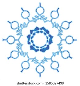 Dark blue snowflake on white background. Gradient, vector