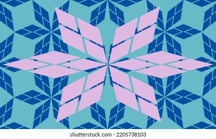 Dark Blue Snowflakes On A Turquoise Background And A Purple Snowflake In The Front, Pattern, Wall Pattern, Vector Pattern