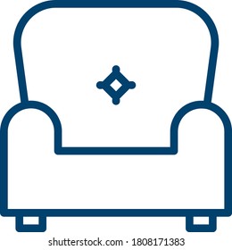 Dark Blue Sofa Icon Design Isolated on White Background