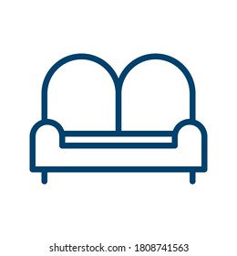 Dark Blue Sofa Icon Design Isolated on White Background