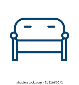Dark Blue Sofa Icon Design Isolated on White Background
