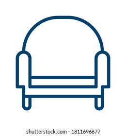 Dark Blue Sofa Icon Design Isolated on White Background