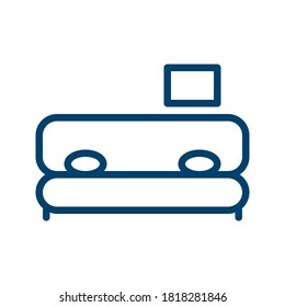 Dark Blue Sofa Icon Design Isolated on White Background