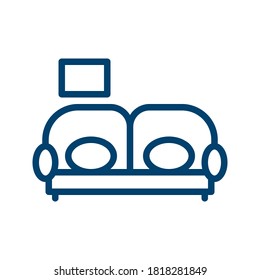 Diseño de iconos de sofás azul oscuro aislado en fondo blanco