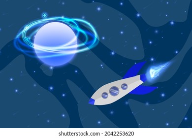 Dark blue space cosmic background with planetary and stars light effect. can use for poster, business banner, flyer, advertisement, brochure, catalog, web, site, website, presentation, book cover