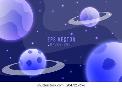 Dark blue space planet background illustration vector with stars and gradient effect. can use for poster, business banner, flyer, advertisement, brochure, catalog, web, site, website, presentation