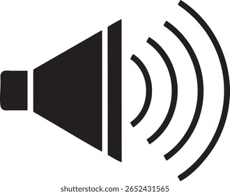 Dark blue speaker icon with sound waves isolated on transparent background	