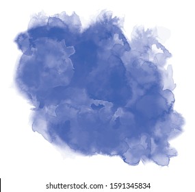 Dark blue spot. Dry splash on white background. Watercolor paints. EPS 8. Vector illustration.