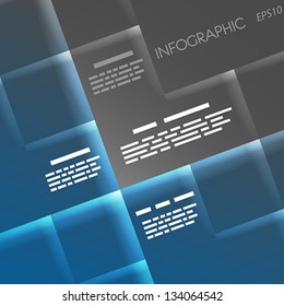 dark blue square background with 3d squares. infographic concept.