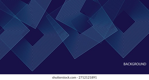 Dark blue square line abstract background. Shiny blue square geometric lines with future technology concept. . white pattern  for banner, wallpaper, cover Vector illustration .