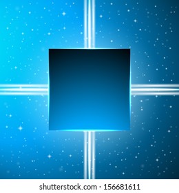 Dark blue square on an abstract cosmic background - fantastic vector illustration.