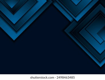 Fondo geométrico de tecnología abstracta cuadrados azul oscuro. Diseño de Vector Corporativa