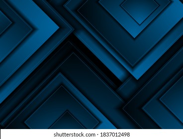 Dark blue squares geometric material abstract background. Corporate vector design