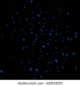 Dark Blue Starry Background. Star Falling Print. Vector Confetti Pattern. Starlight Night. Astral Design. Starlit Indigo Card. Fall Chaotic Decor. Modern Creative Backdrop.