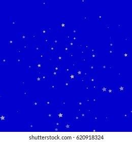 Dark Blue Starry Background. Star Falling Print. Vector Confetti Pattern. Starlight Night. Astral Design. Starlit Indigo Card. Fall Chaotic Decor. Modern Creative Backdrop.