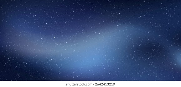 Dark blue starry night sky background with bright scattered cosmos lights in vector art for astronomy and universe concept.